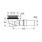 Grohe Universal Duş Teknesi İçin Sifon Seti - Teknik Çizim