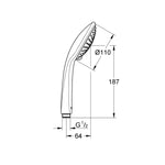 Grohe Euphoria El Duşu, 3 Akışlı - Teknik Çizim