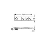 Grohe Grohtherm Aqua Tiles SmartControl Termostatik Ankastre Banyo Bataryası, 3 Çıkışlı, Fırçalı Bakır (Sıva Üstü Grubu) - Teknik Çizim