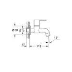 Grohe BauEdge Duvardan Tek Musluk - Teknik Çizim