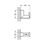 Grohe Selection Cube Havlu/Bornoz Askısı - Teknik Çizim