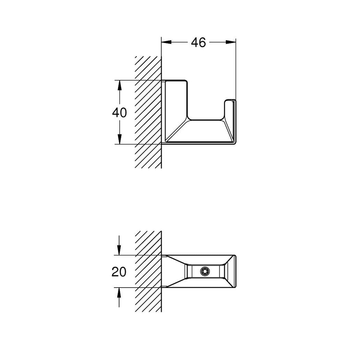 Grohe Selection Cube Havlu/Bornoz Askısı - Teknik Çizim