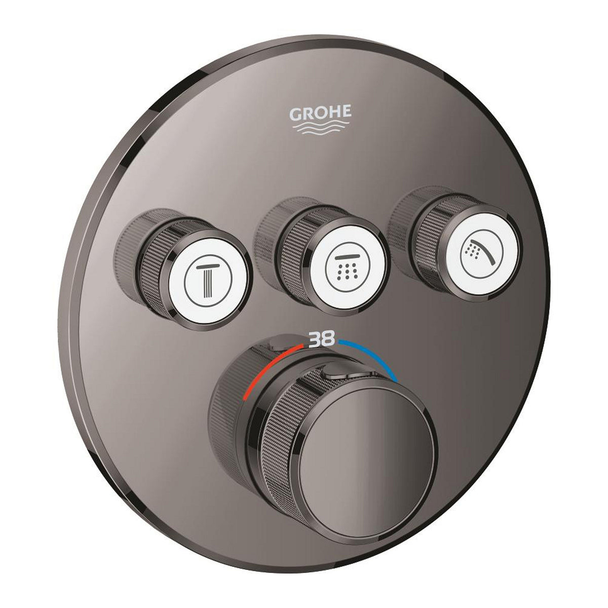 Grohe Grohtherm SmartControl Ankastre Termostatik Banyo/Duş Bataryası (Sıva Üstü Grubu), 3 Yollu, Sert Grafit - Ürün Görseli