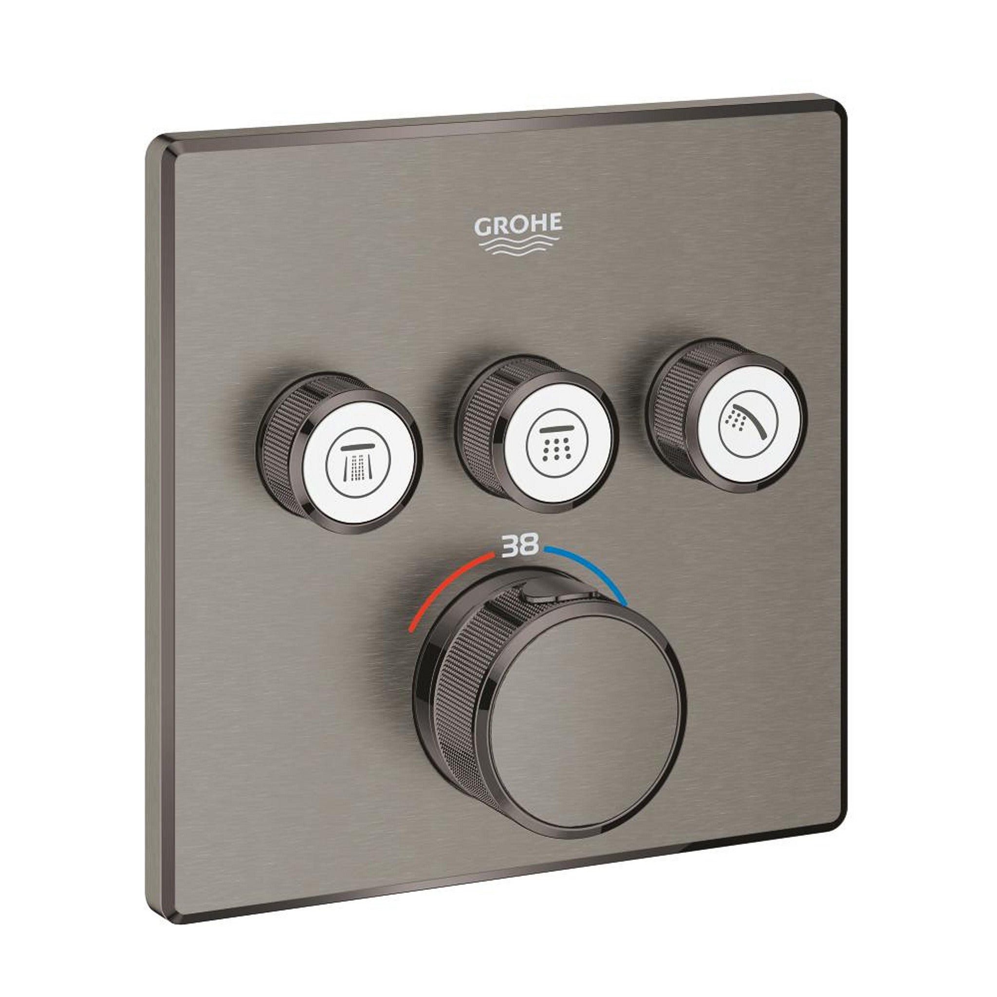 Grohe Grohtherm SmartControl Akış Kontrollü Ankastre Termostatik Banyo Bataryası (3 Yollu, Sıva Üstü Grubu), Fırçalı Sert Grafit - Ürün Görseli
