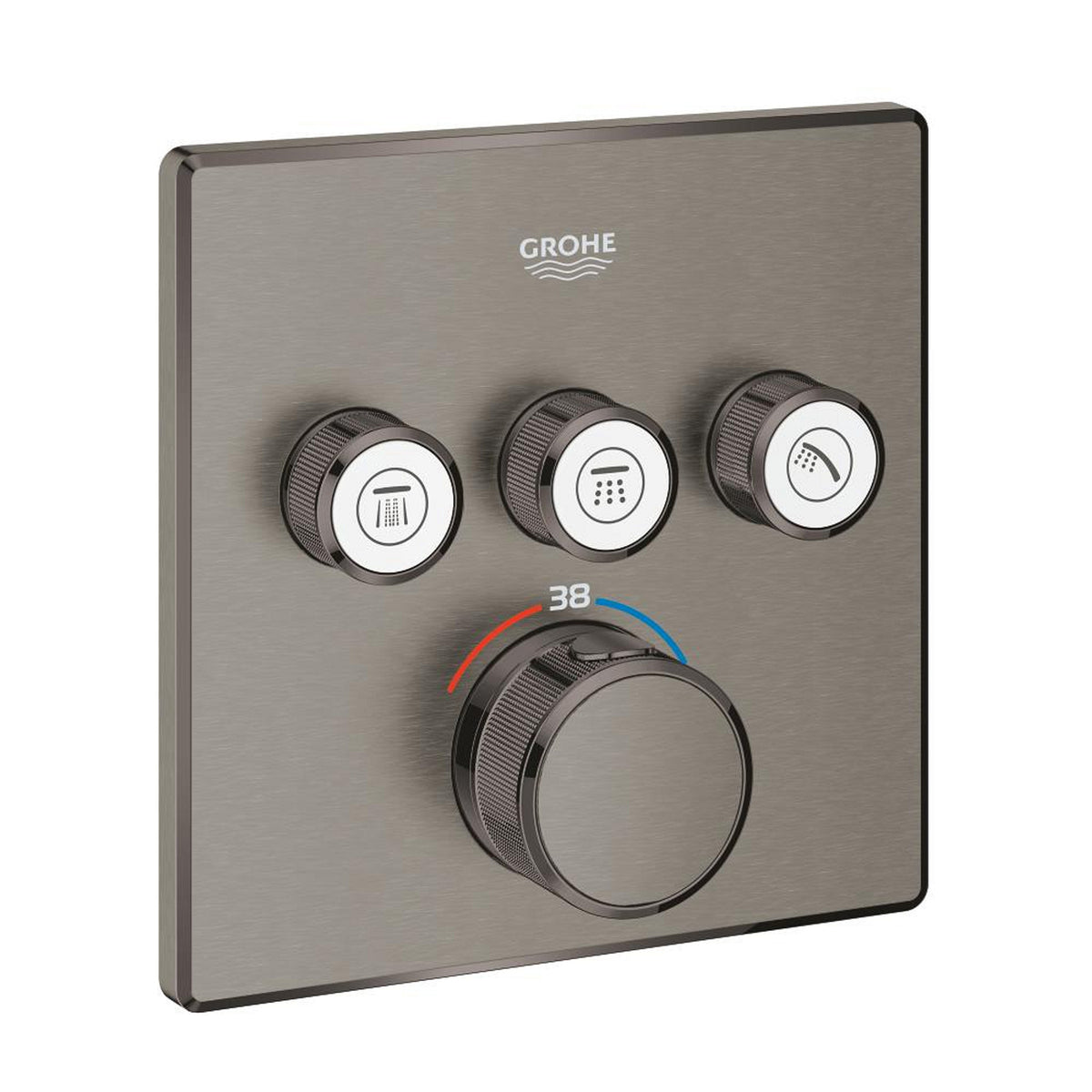 Grohe Grohtherm SmartControl Akış Kontrollü Ankastre Termostatik Banyo Bataryası (3 Yollu, Sıva Üstü Grubu), Fırçalı Sert Grafit - Ürün Görseli