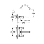 Grohe Costa L Duvardan Eviye Bataryası - Teknik Çizim