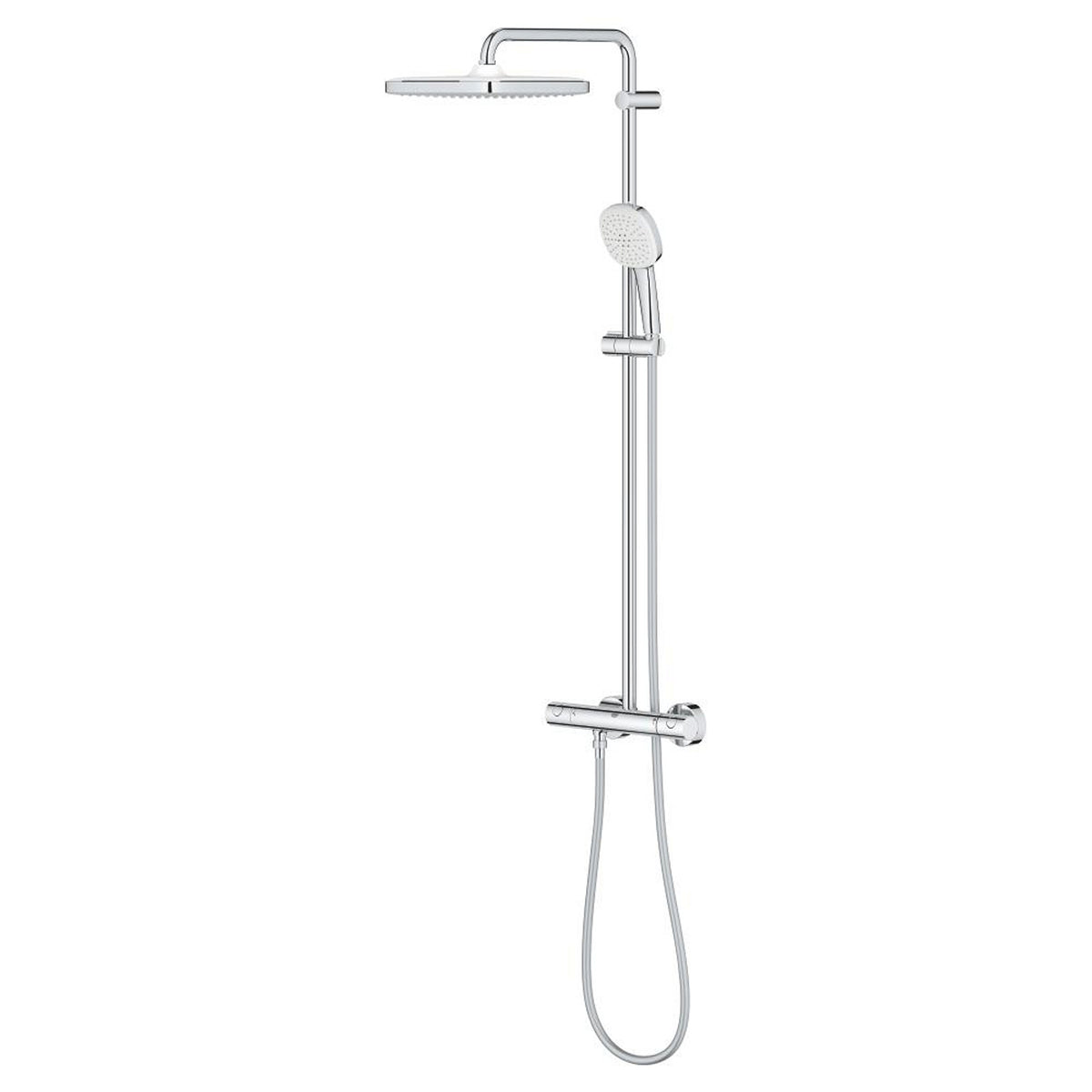 Grohe Tempesta Cosmopolitan System 250 Kare Duvara Monte Termostatik Bataryalı Duş Kolonu, Krom-Beyaz - Ürün Görseli