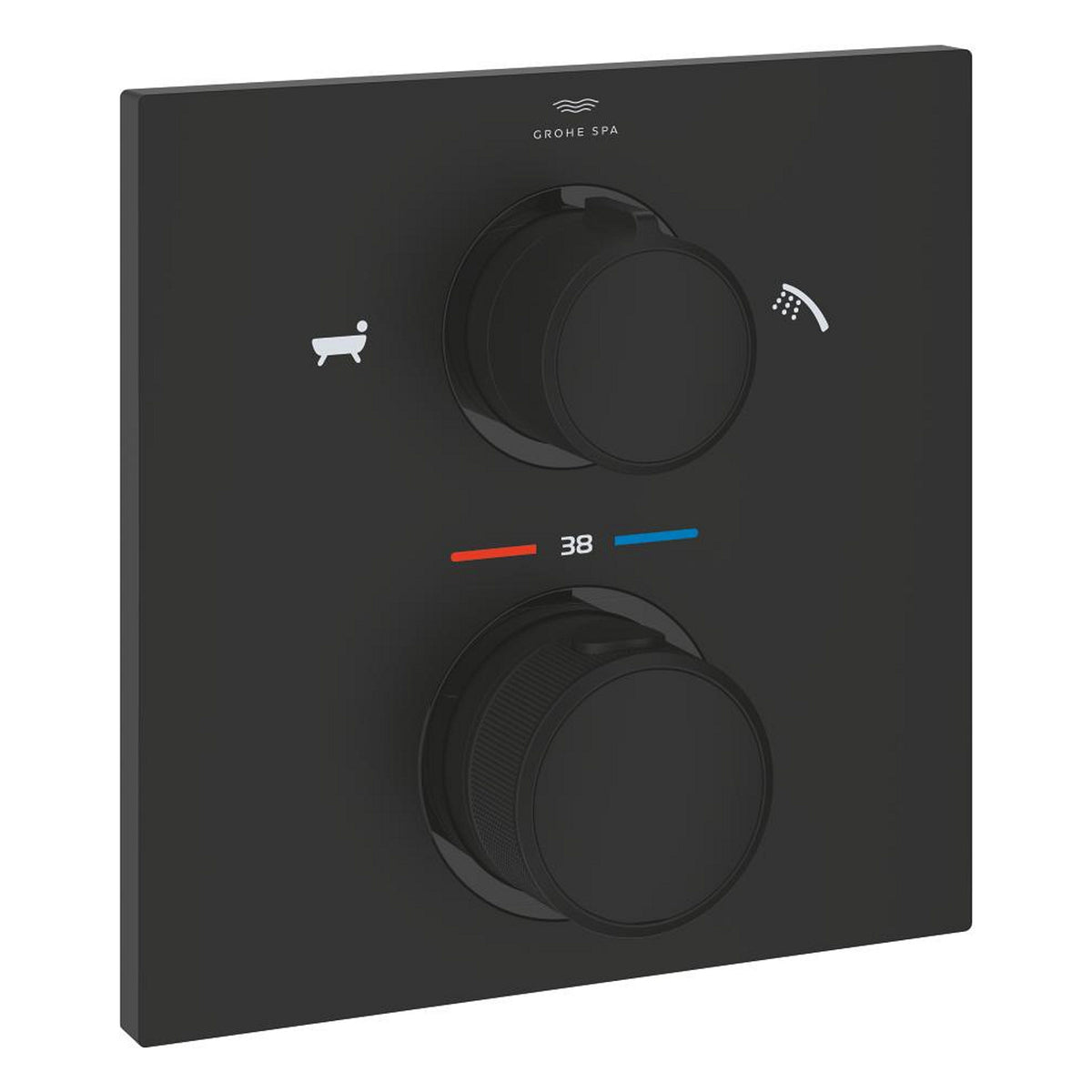 Grohe Allure Termostatik Ankastre Banyo ve Duş Bataryası (Sıva Üstü Grubu), 2 Yollu, Hayalet Siyah - Ürün Görseli
