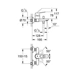 Grohe BauLoop Banyo Bataryası - Teknik Çizim