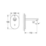 Grohe Eurosmart Cosmopolitan E Fotoselli Duvardan Ankastre Lavabo Bataryası (Çift Su Girişli) - Teknik Çizim