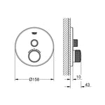 Grohe Grohtherm SmartControl Ankastre Termostatik Duş Bataryası (Sıva Üstü Grubu), Fırçalı Altın - Teknik Çizim