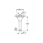 Grohe Rainshower Grandera Tavandan Duş Başlığı İniş Borusu, 142 mm - Teknik Çizim