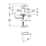 Grohe Eurostyle Lavabo Bataryası (Cold Start) - Teknik Çizim