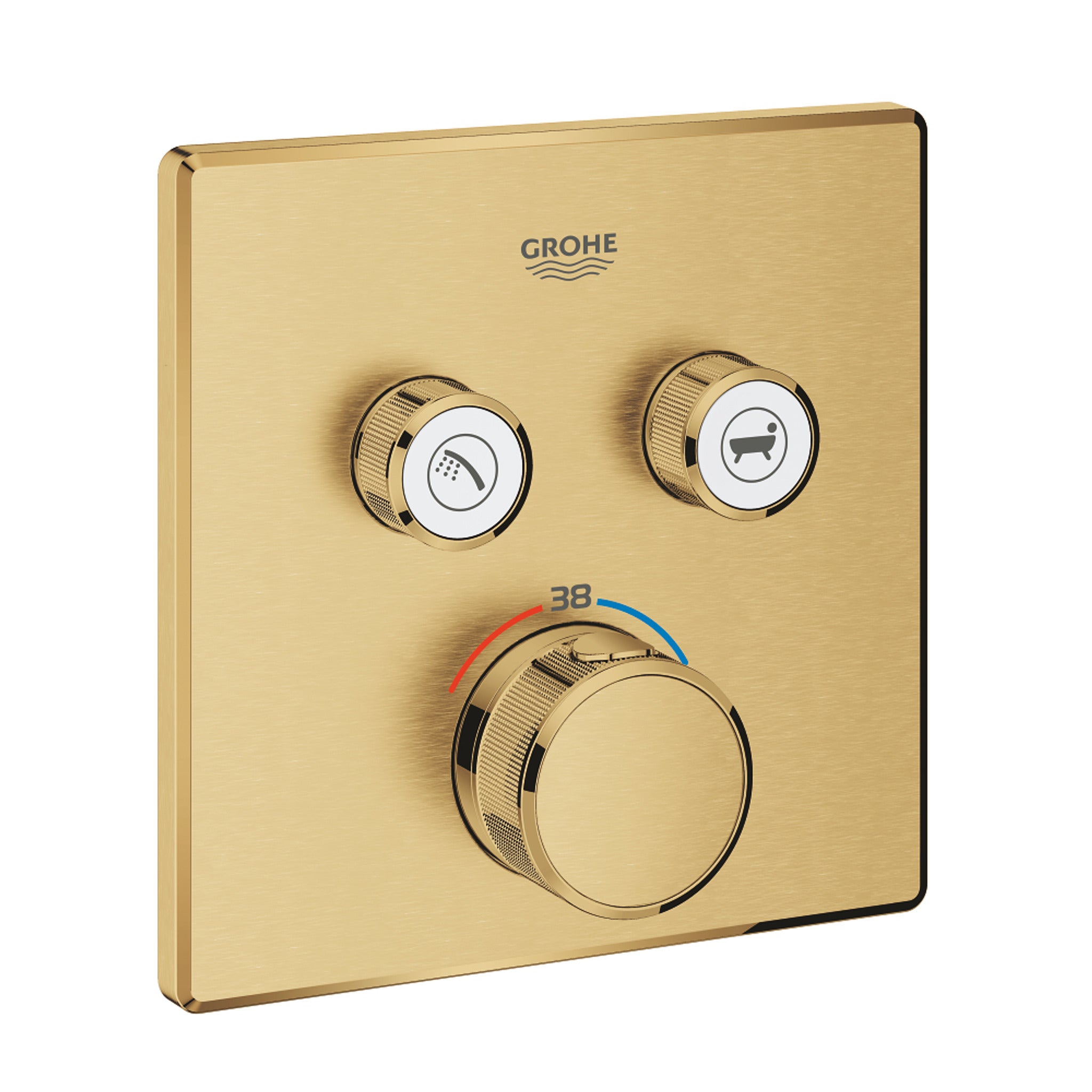 Grohe Grohtherm SmartControl Akış Kontrollü Ankastre Termostatik Banyo Bataryası (2 Yollu, Sıva Üstü Grubu), Fırçalı Altın - Ürün Görseli