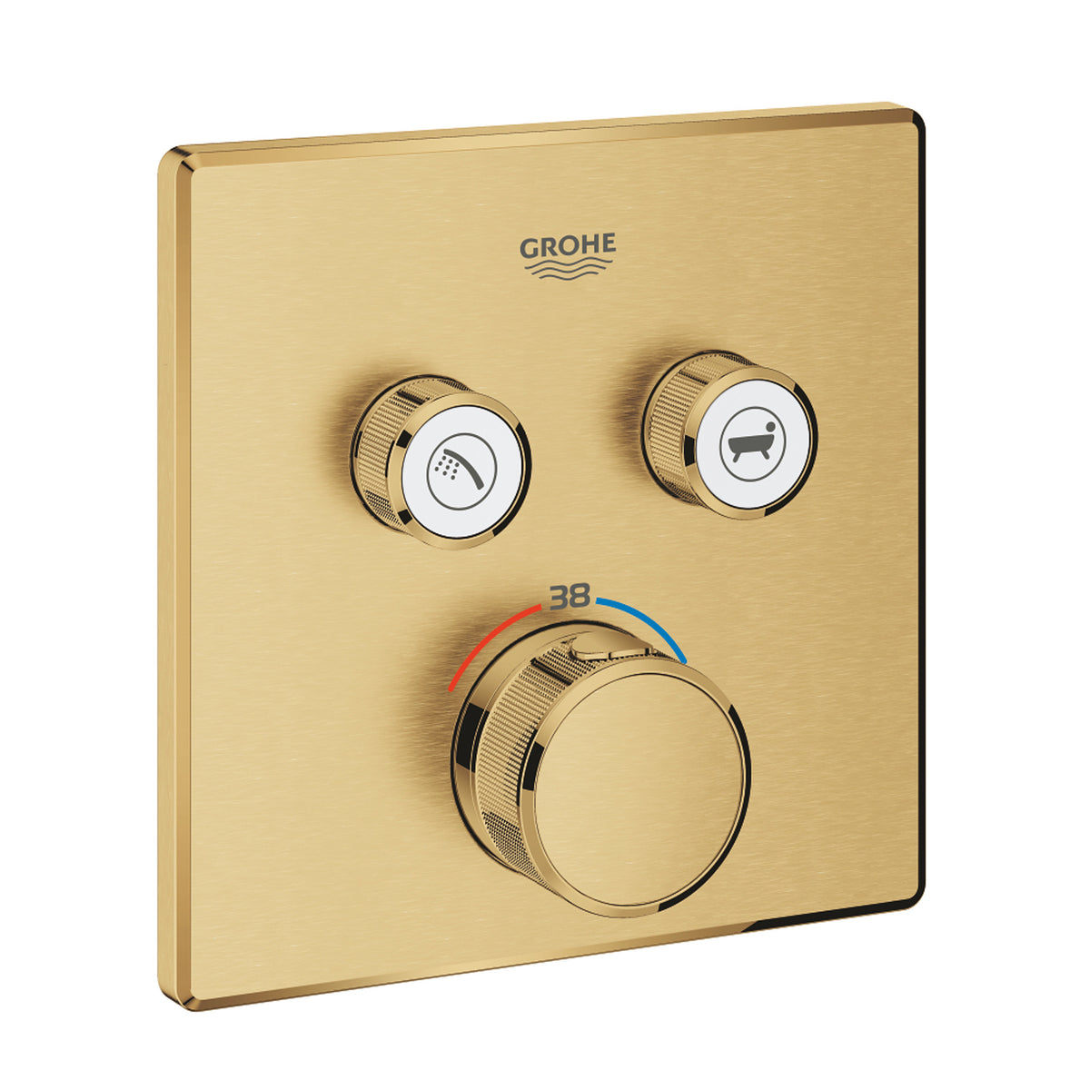 Grohe Grohtherm SmartControl Akış Kontrollü Ankastre Termostatik Banyo Bataryası (2 Yollu, Sıva Üstü Grubu), Fırçalı Altın - Ürün Görseli