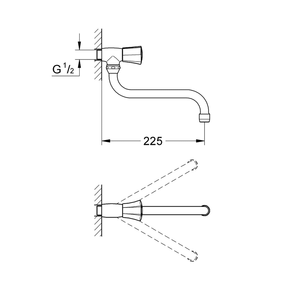 Grohe Costa L Musluk - Teknik Çizim