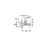 Grohe Ara Musluk (1/2 giriş, 3/8 çıkışlı), Mat Siyah - Teknik Çizim