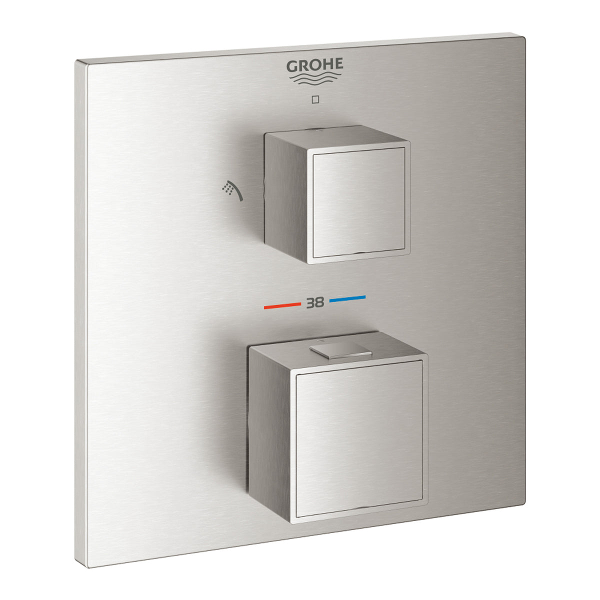 Grohe Grohtherm Cube Ankastre Termostatik Banyo Bataryası (2 Yollu, Sıva Üstü Grubu), Paslanmaz Çelik - Ürün Görseli
