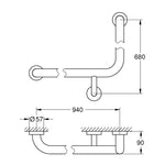 Grohe Essentials Küvet Tutamağı, 90 Derece - Teknik Çizim