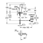 Grohe Concetto Lavabo Bataryası (Sifon Kumandalı) - Teknik Çizim