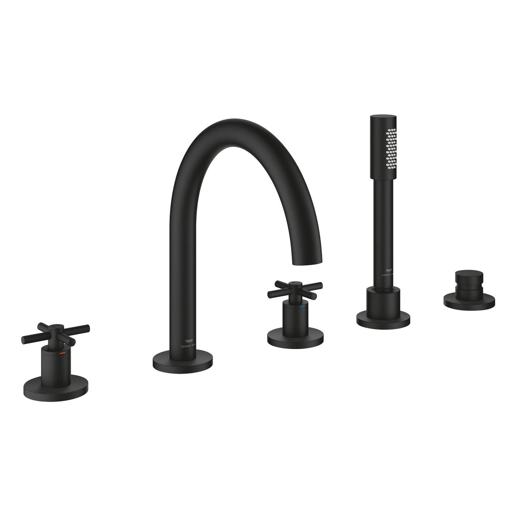 Grohe Atrio 5 Delikli Ankastre Küvet Bataryası (Sıva Üstü Grubu), Hayalet Siyah - Ürün Görseli