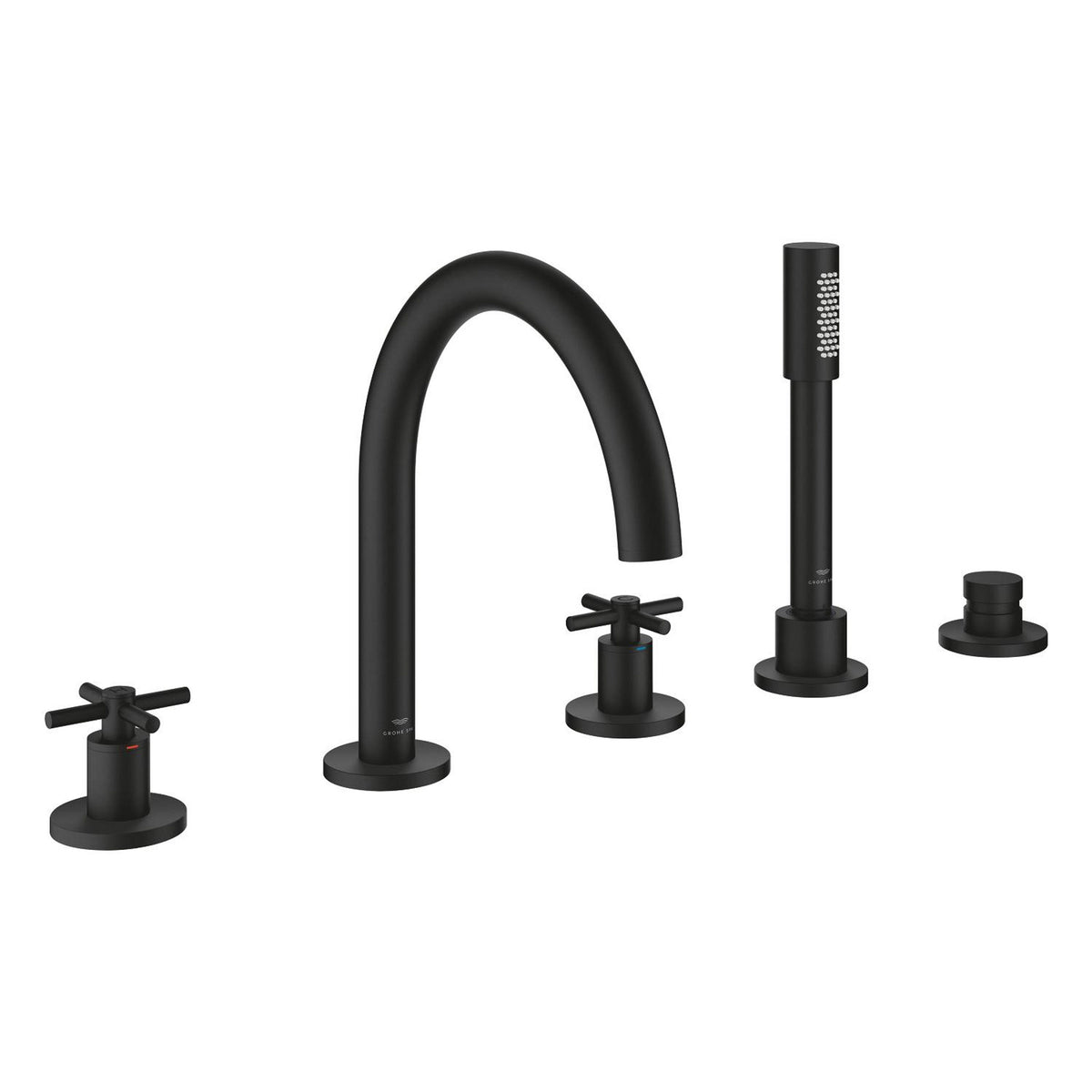 Grohe Atrio 5 Delikli Ankastre Küvet Bataryası (Sıva Üstü Grubu), Hayalet Siyah - Ürün Görseli