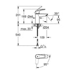 Grohe Eurosmart Lavabo Bataryası (S-Boy) - Teknik Çizim