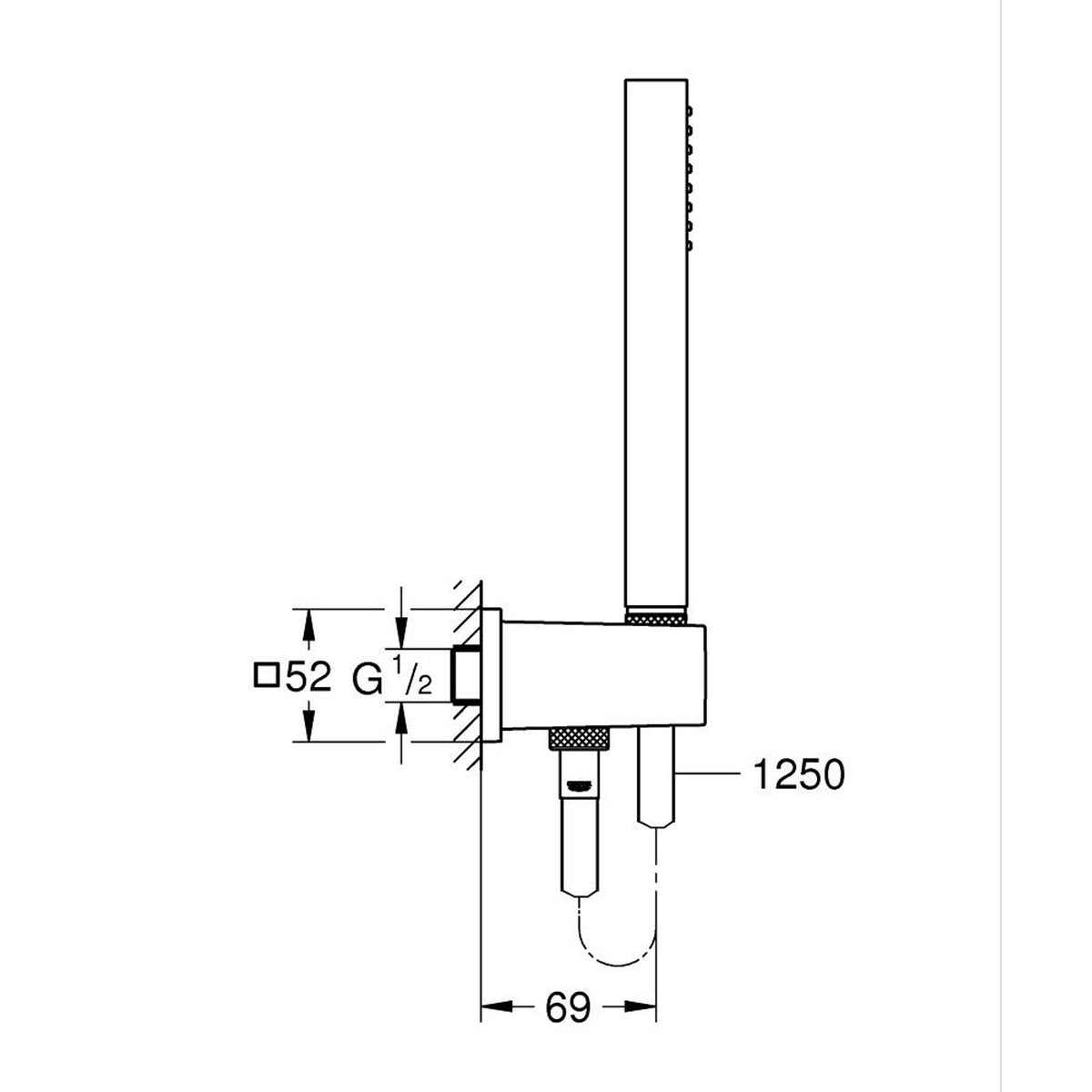 Grohe Euphoria Cube Stick El Duş Takımı - Teknik Çizim