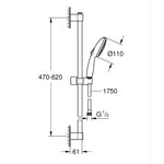 Grohe Tempesta 110 Sürgülü Duş Seti, 2 Akışlı - Teknik Çizim