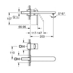 Grohe Plus Ankastre Lavabo Bataryası (Sıva Üstü Grubu) - Teknik Çizim