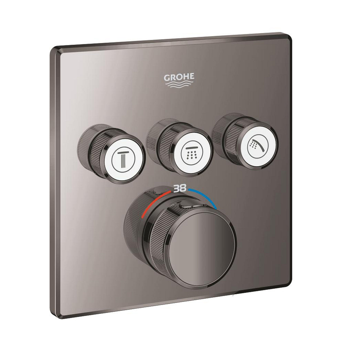Grohe Grohtherm SmartControl Akış Kontrollü Ankastre Termostatik Banyo Bataryası (3 Yollu, Sıva Üstü Grubu), Sert Grafit - Ürün Görseli
