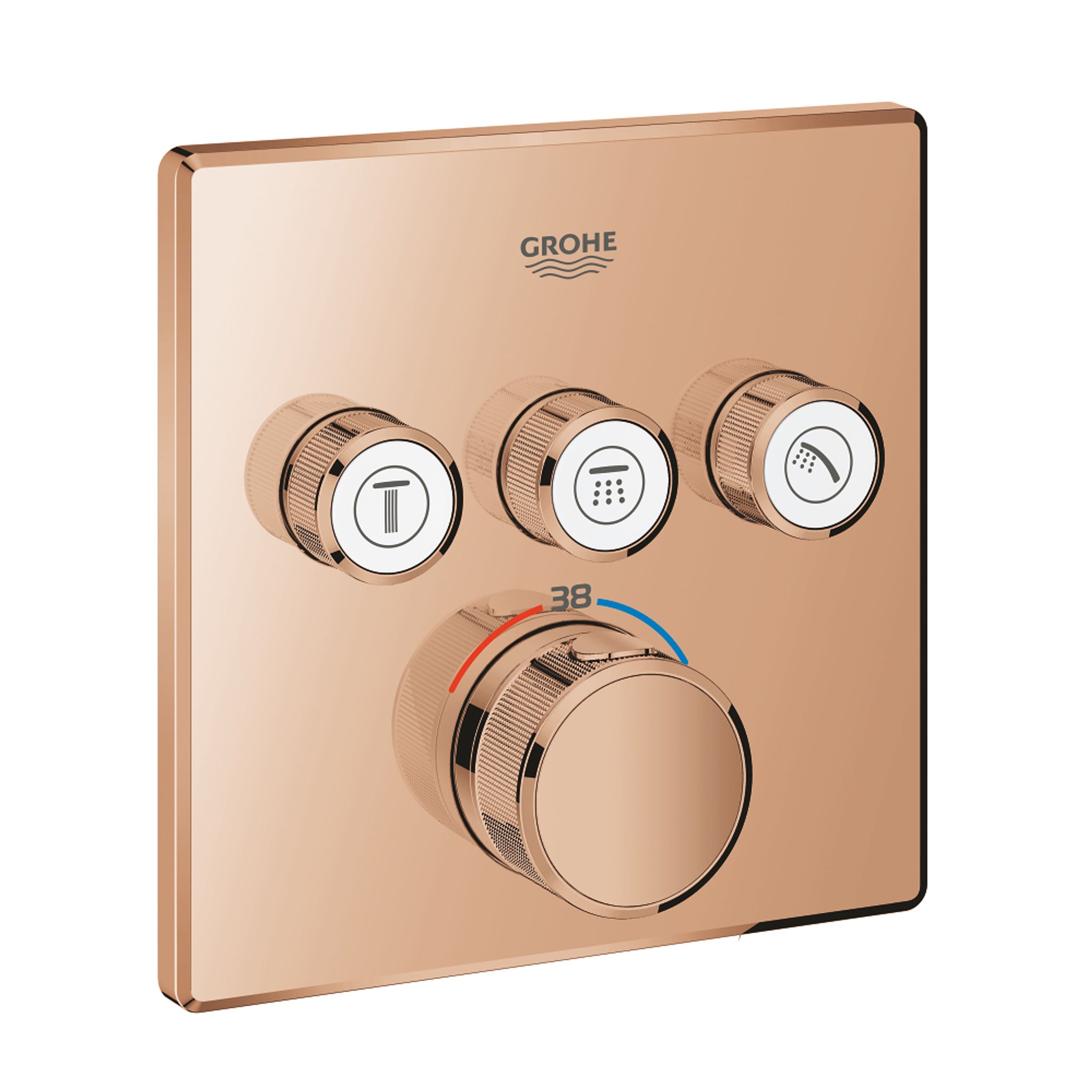 Grohe Grohtherm SmartControl Akış Kontrollü Ankastre Termostatik Banyo Bataryası (3 Yollu, Sıva Üstü Grubu), Bakır - Ürün Görseli