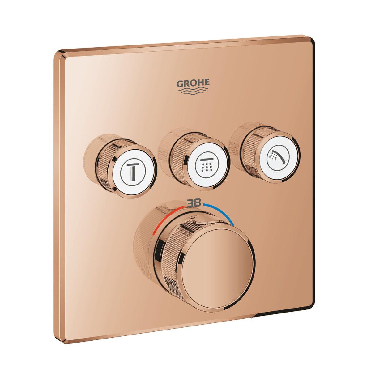 Grohe Grohtherm SmartControl Akış Kontrollü Ankastre Termostatik Banyo Bataryası (3 Yollu, Sıva Üstü Grubu), Bakır - Ürün Görseli