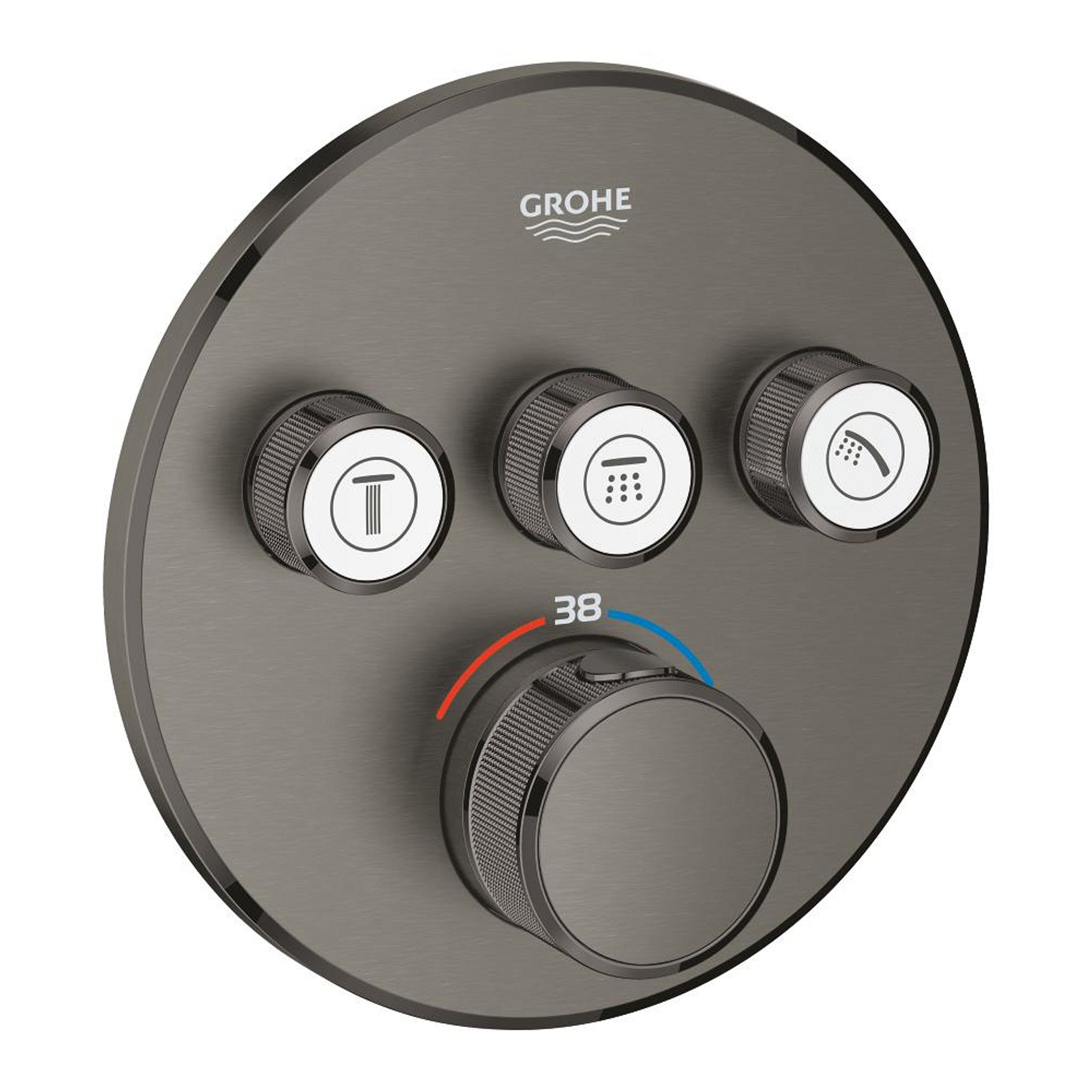 Grohe Grohtherm SmartControl Ankastre Termostatik Banyo/Duş Bataryası (Sıva Üstü Grubu), 3 Yollu, Fırçalı Sert Grafit - Ürün Görseli