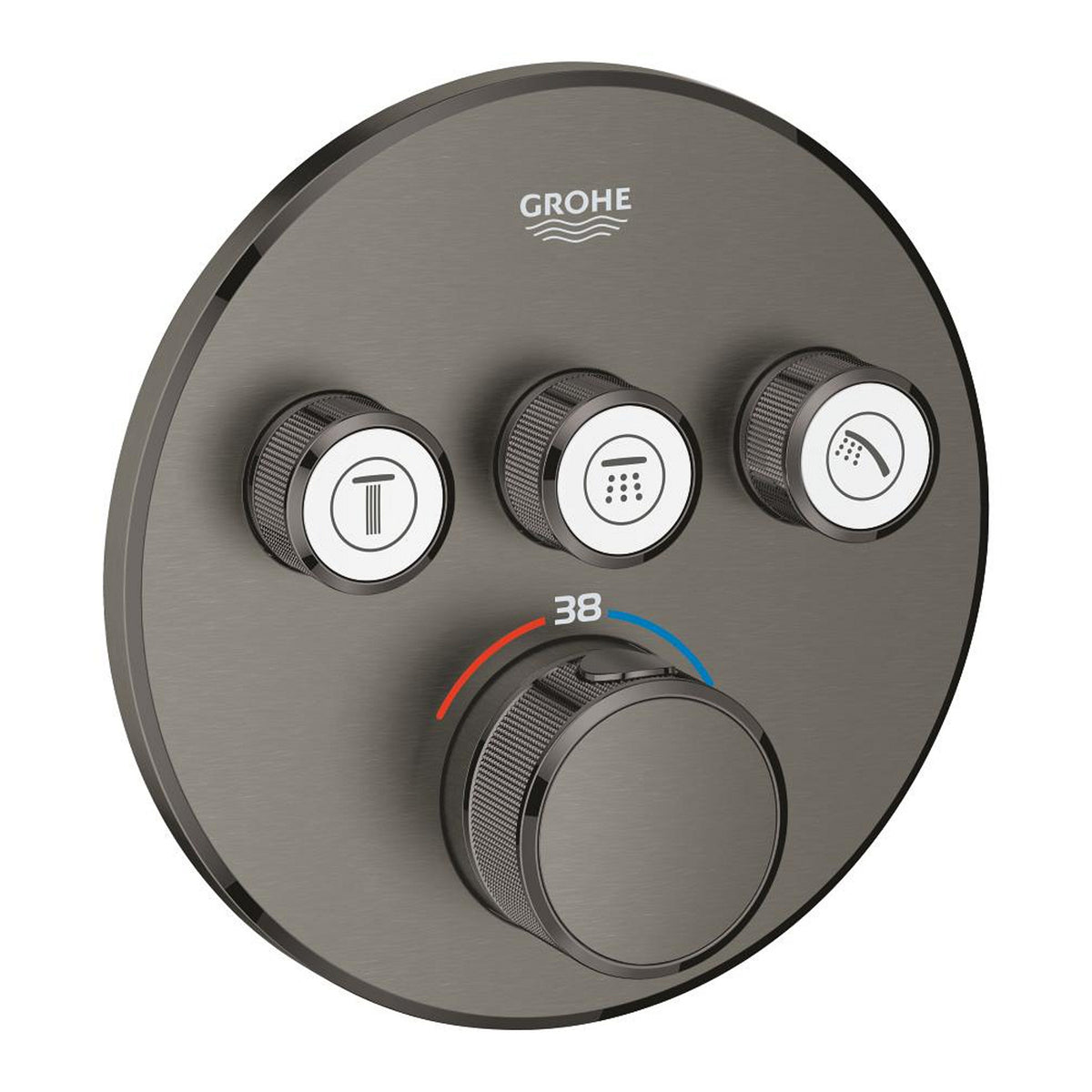 Grohe Grohtherm SmartControl Ankastre Termostatik Banyo/Duş Bataryası (Sıva Üstü Grubu), 3 Yollu, Fırçalı Sert Grafit - Ürün Görseli
