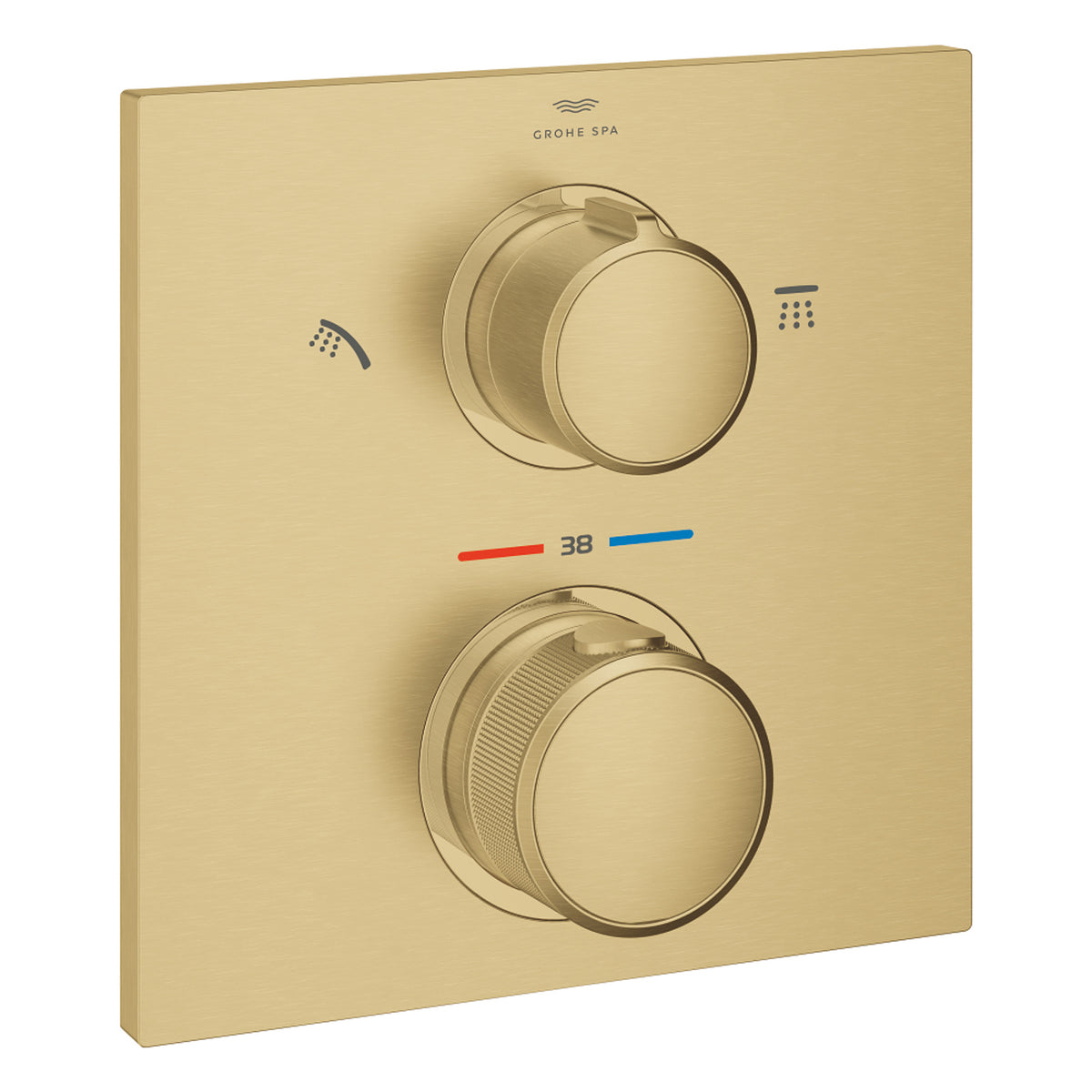 Grohe Allure Termostatik Ankastre Banyo ve Duş Bataryası (Sıva Üstü Grubu), 2 Yollu, Fırçalı Altın - Ürün Görseli