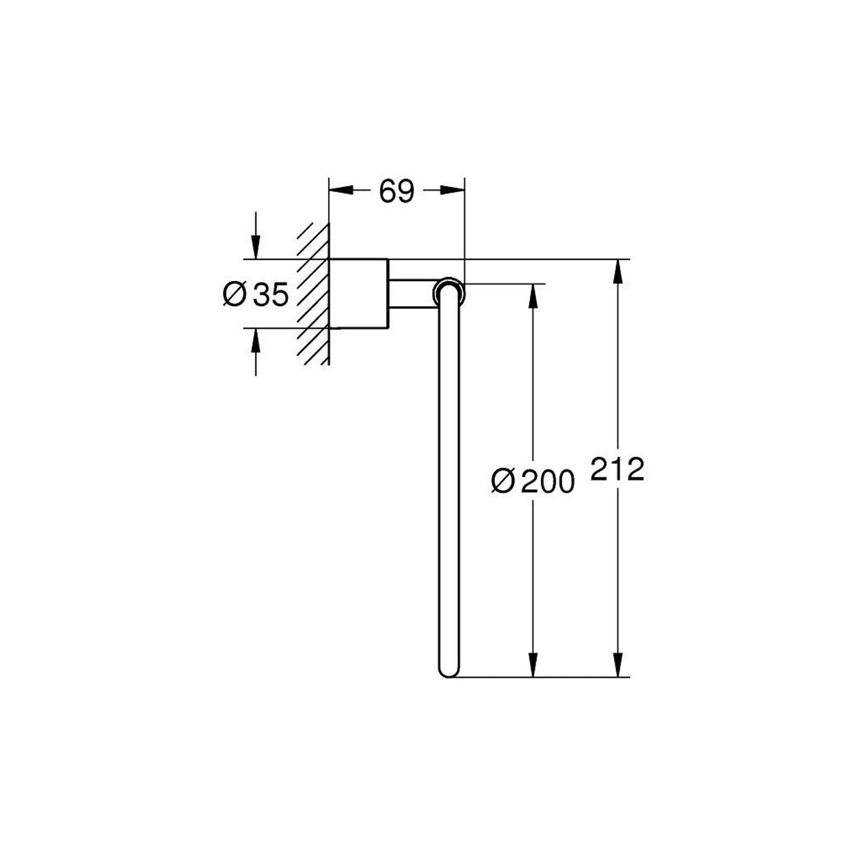Grohe Atrio Halka Havluluk - Teknik Çizim