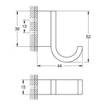 Grohe Selection Tekli Havlu/Bornoz Askısı, Fırçalı Altın - Teknik Çizim
