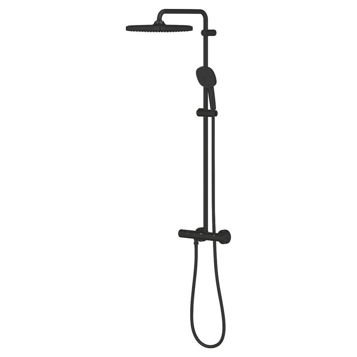 Grohe Tempesta System 250 Kare Duvara Monte Termostatik Bataryalı Duş Kolonu, Mat Siyah - Ürün Görseli