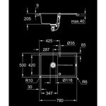 Grohe K400 Kompozit Damlalıklı 1 Gözlü Eviye, Granit Siyah - Teknik Çizim