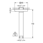 Grohe Rainshower Tepe Duşu Tavan İniş Borusu, 151 mm - Teknik Çizim