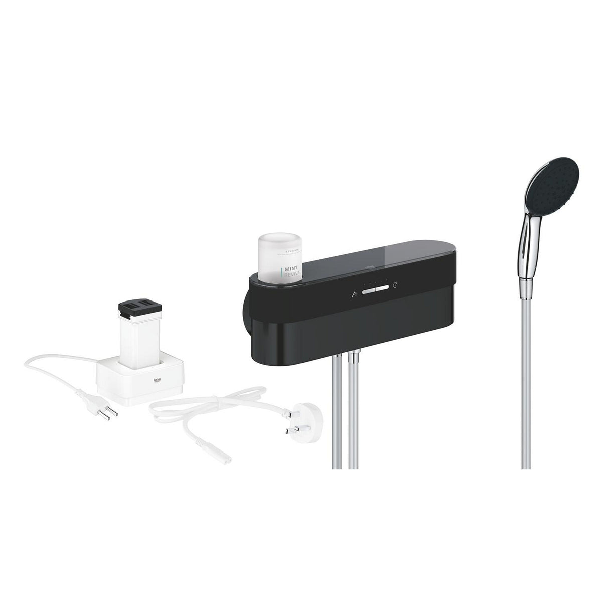 Grohe Purefoam Elektronik Banyo Bataryası ve El Duşu Takımı Başlangıç Seti, Krom-Siyah (Su ve Sabun Püskürtmeli El Duşu) - Ürün Görseli