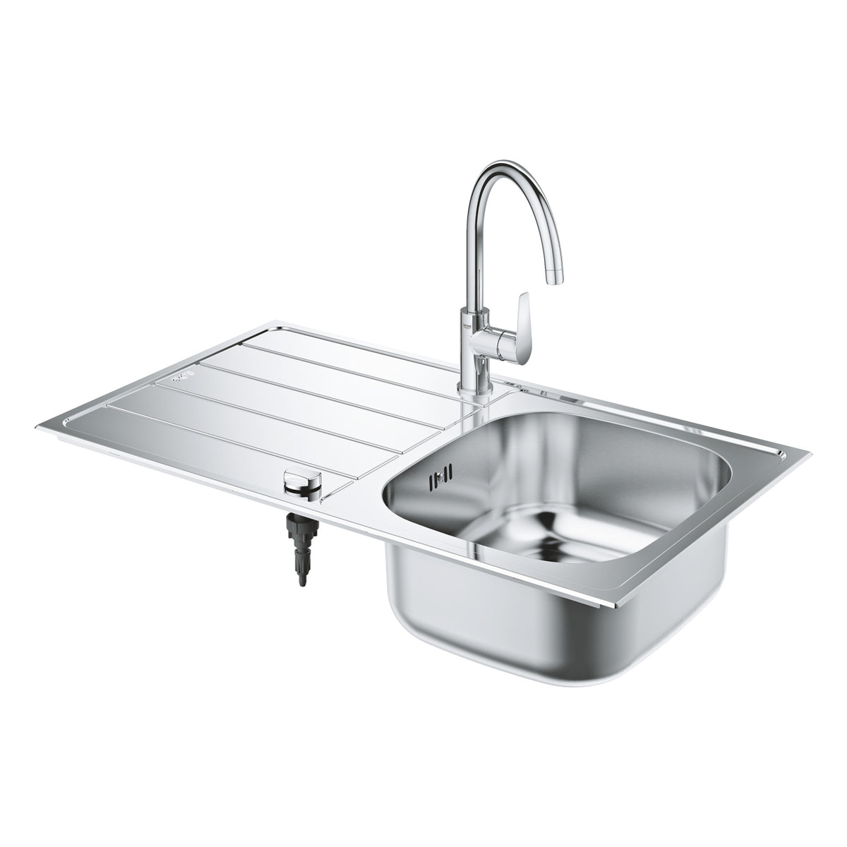 Grohe Bau Kuğu Borulu Batarya ve Eviye Seti (Sağ-Sol Damlalıklı, 86x50 cm) - Ürün Görseli