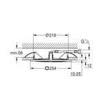 Grohe Rainshower Aqua Tepe Duşu, 25 cm - Teknik Çizim