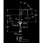 Grohe Plus Tezgah Üstü Lavabo Bataryası, Fırçalı Sert Grafit - Teknik Çizim