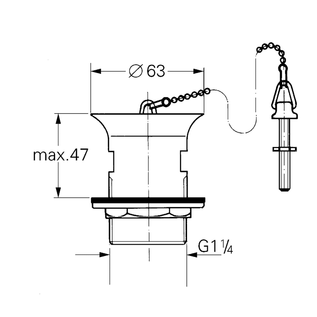 Grohe Tapa Takımı Sabit Süzgeç - Teknik Çizim