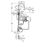 Grohe Minta Touch Elektronik Eviye Bataryası (Dokunmatik Kontrol) - Teknik Çizim