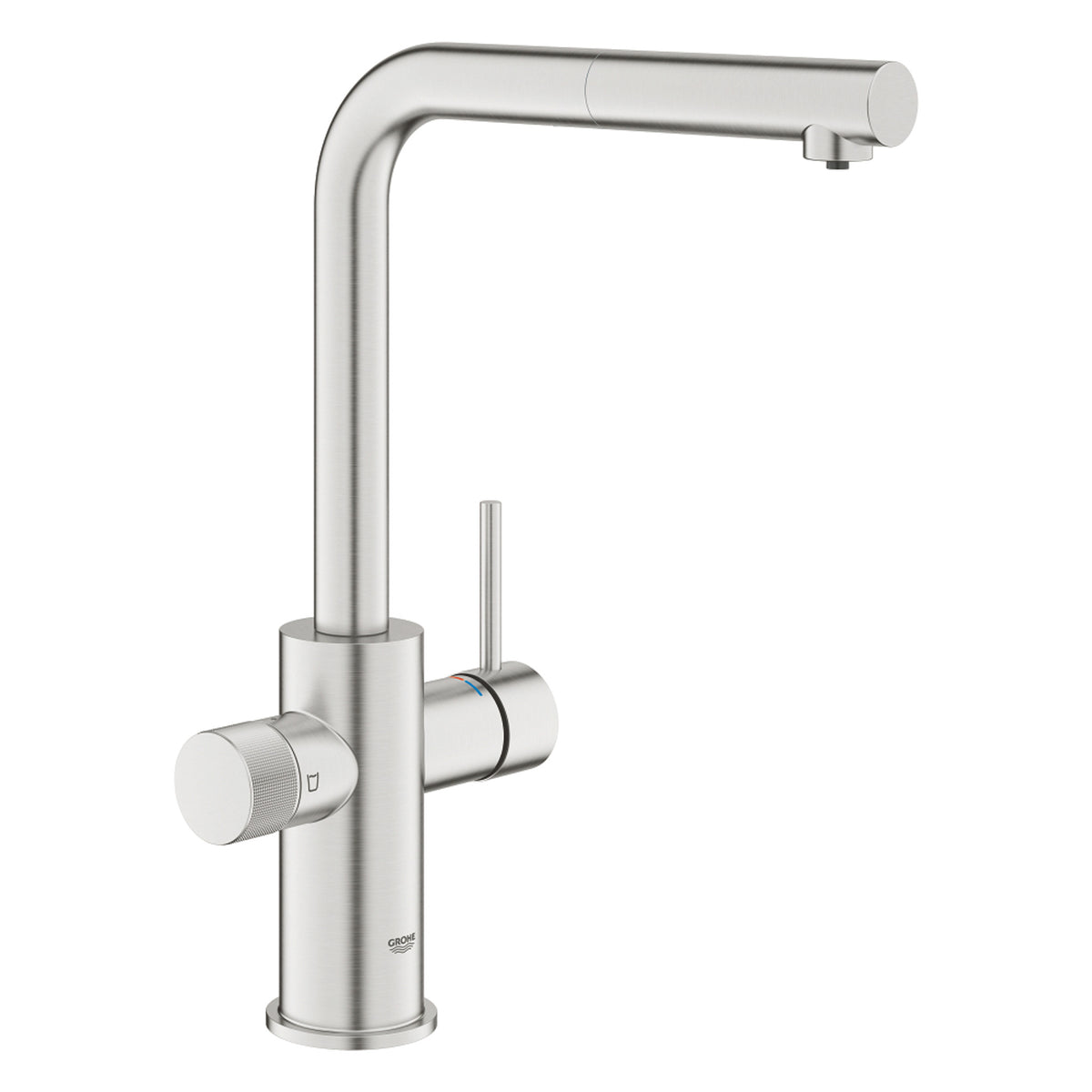 Grohe Blue Pure Minta Arıtma Çıkışlı Spiralli Eviye Bataryası, Paslanmaz Çelik - Ürün Görseli
