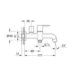Grohe BauEdge El Duşu Çıkışlı Musluk - Teknik Çizim