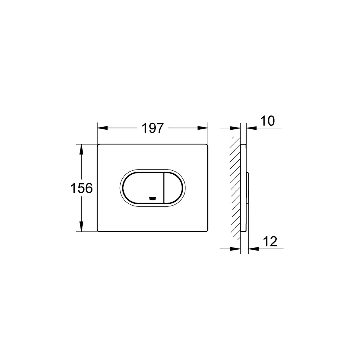 Grohe Arena Cosmopolitan Gömme Rezervuar Kumanda Paneli, Baskılı Grafik - Teknik Çizim
